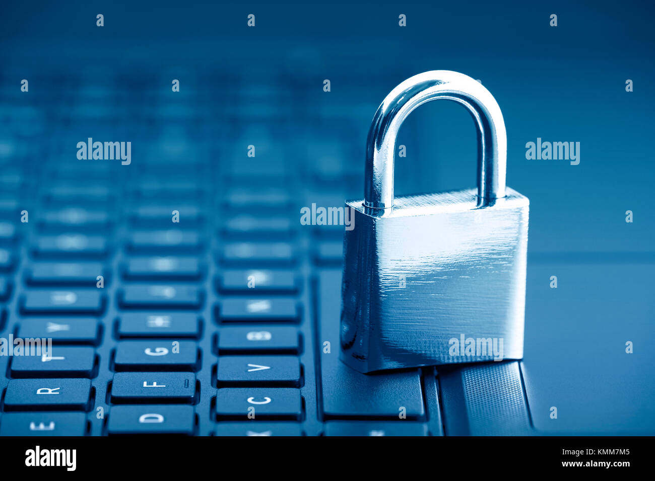 Computer security concept. Padlock on computer keyboard Stock Photo