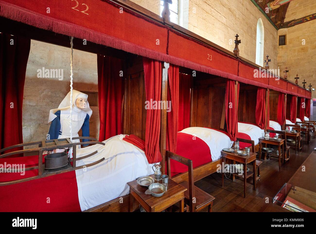 The Great Hall of the Poor, The Hôtel-Dieu, Hospices de Beaune, Beaune, Côte d´Or, Burgundy Region, Bourgogne, France, Europe Stock Photo
