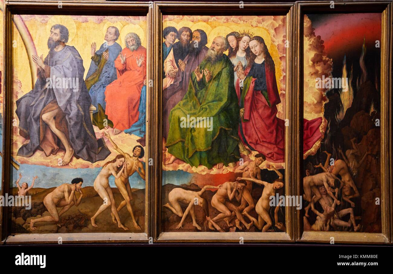 The Polyptych of the last Judgement, Rogier Van der Weyden, The Hôtel-Dieu, Hospices de Beaune, Beaune, Côte d´Or, Burgundy Region, Bourgogne, Stock Photo