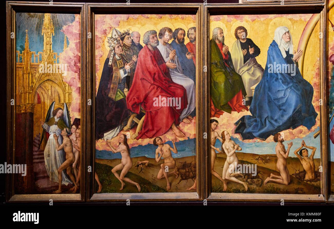 The Polyptych of the last Judgement, Rogier Van der Weyden, The Hôtel-Dieu, Hospices de Beaune, Beaune, Côte d´Or, Burgundy Region, Bourgogne, Stock Photo