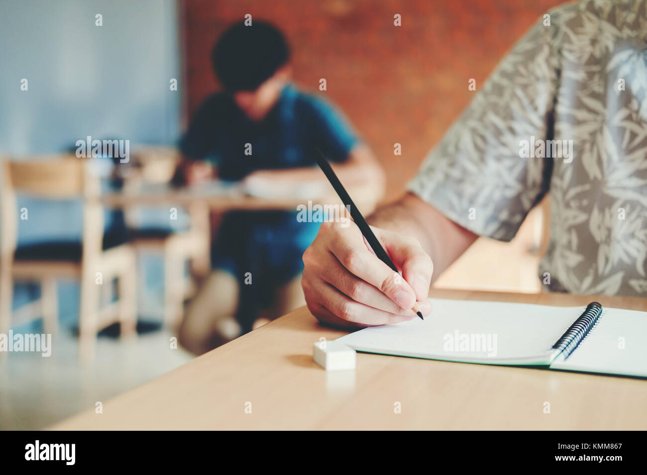 Final test University students testing exam in University Stock Photo
