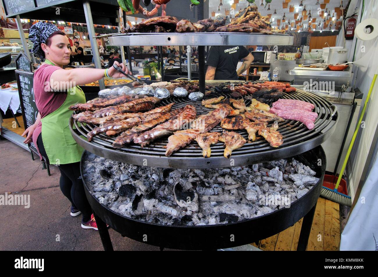 Alice nooit Catastrofaal Barbecue. April Fair, Forum district. Barcelona. Catalonia, Spain Stock  Photo - Alamy