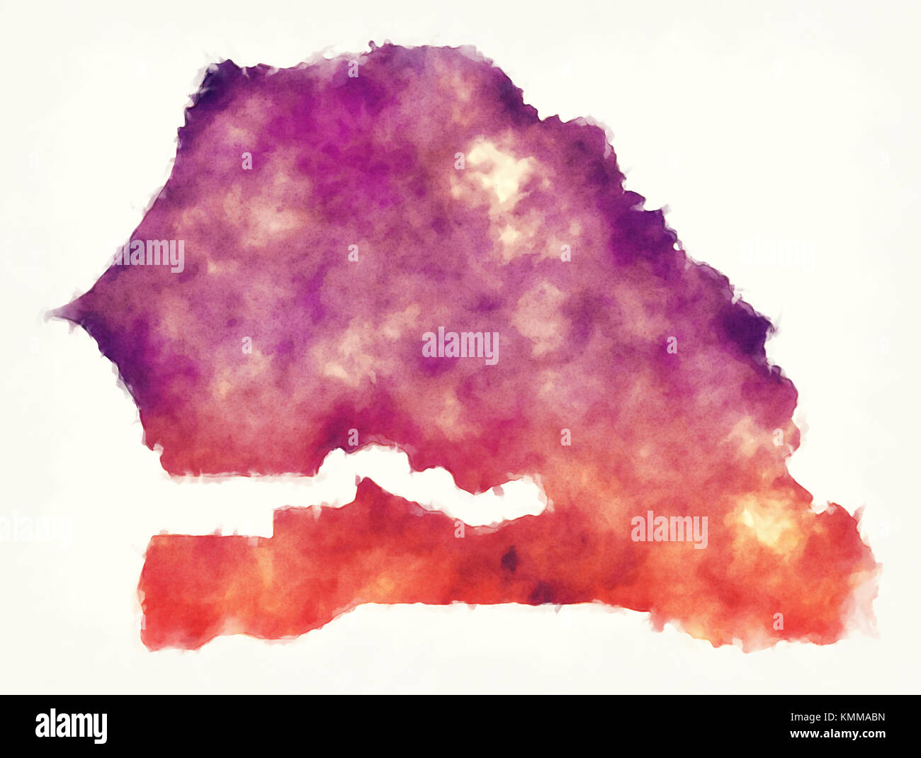 Senegal watercolor map in front of a white background Stock Photo - Alamy