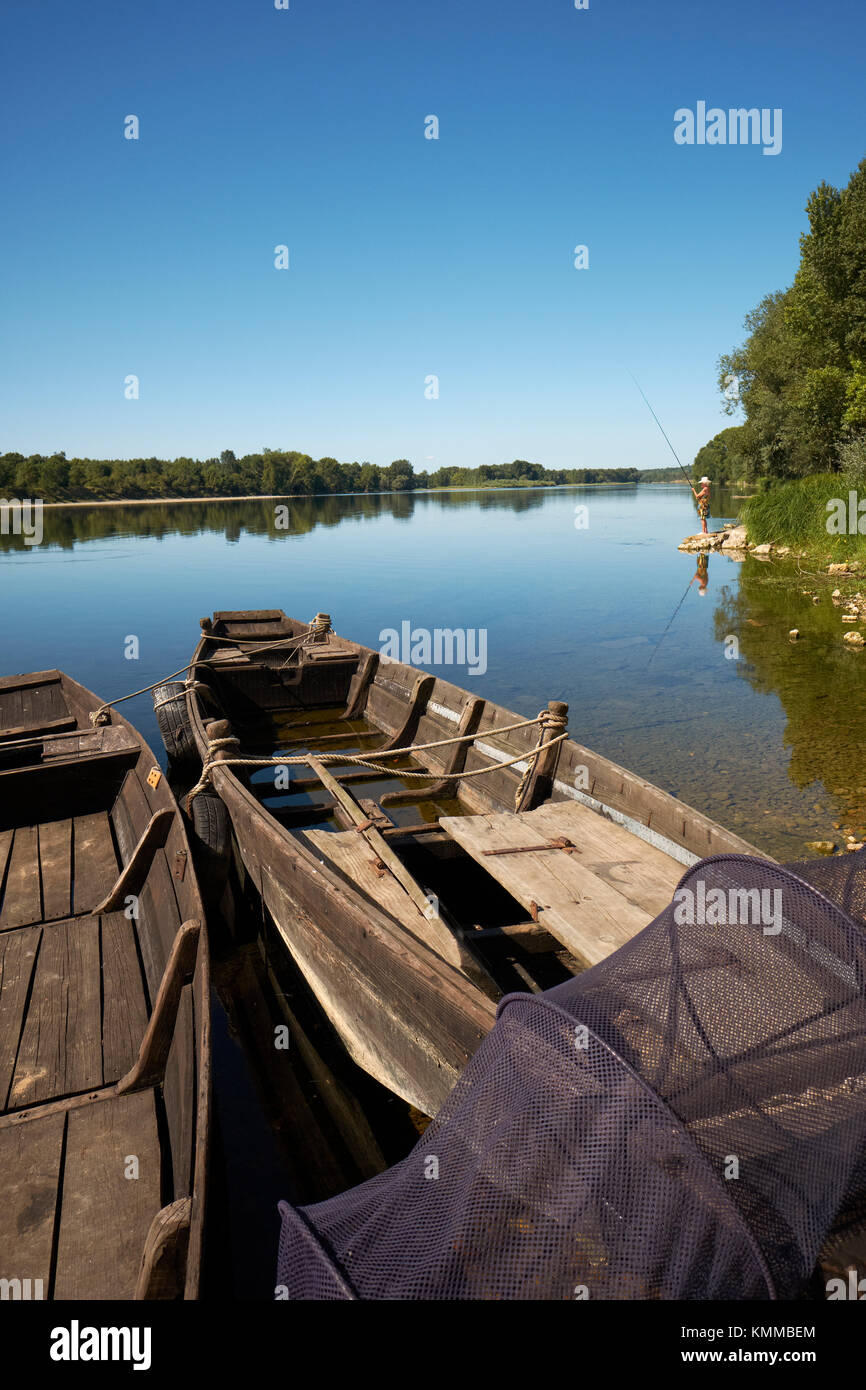 Traditional Wooden Flat Bottomed Boats On The River Loire In The Loire Valley France Stock Photo Alamy