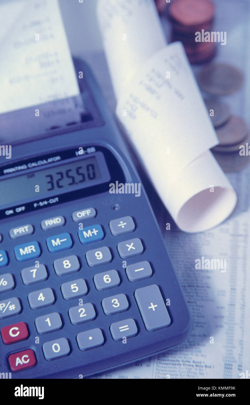 Adding Machine With Tape Color High Resolution Stock Photography and
