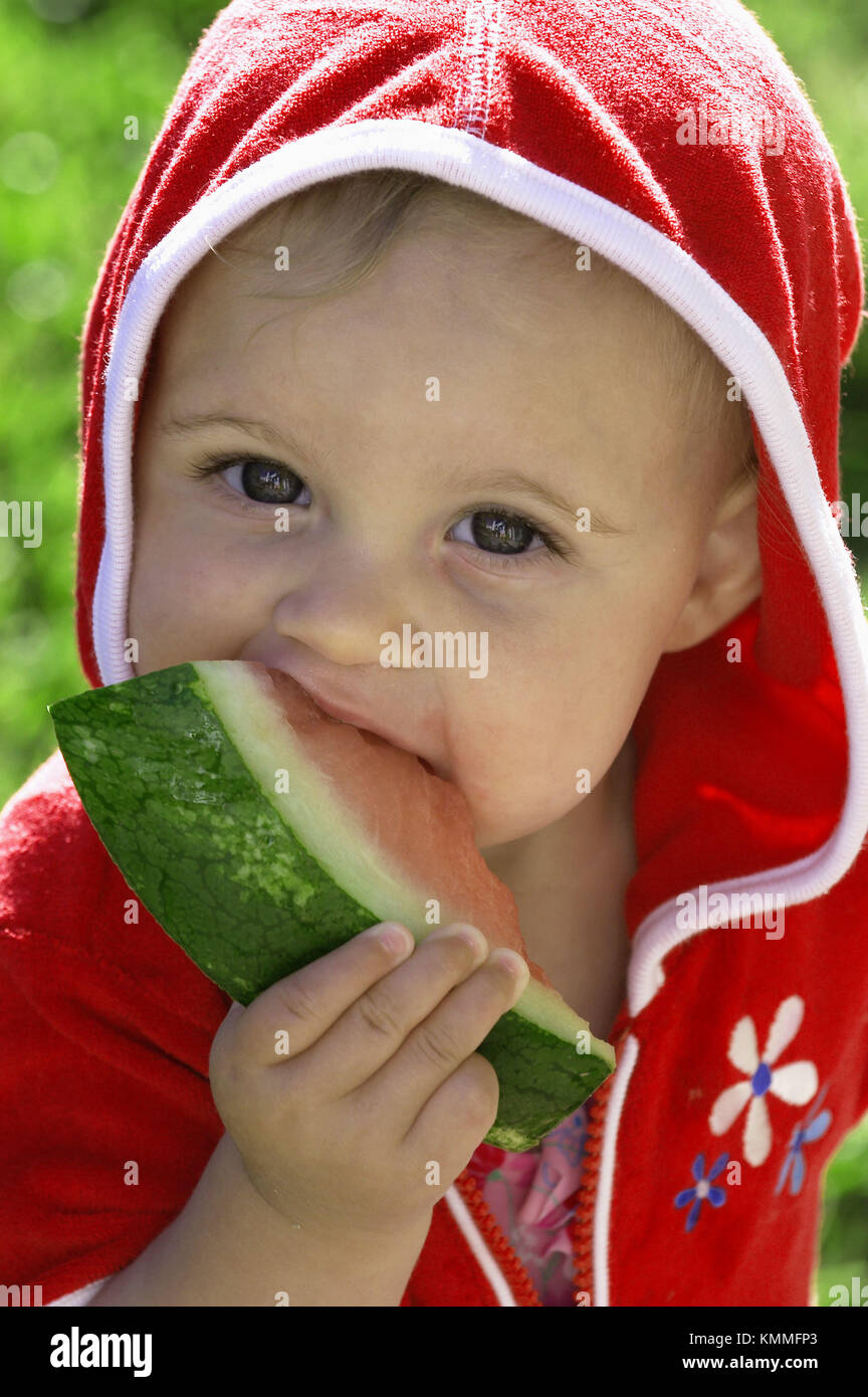 Baby eating watermelon Stock Photo Alamy