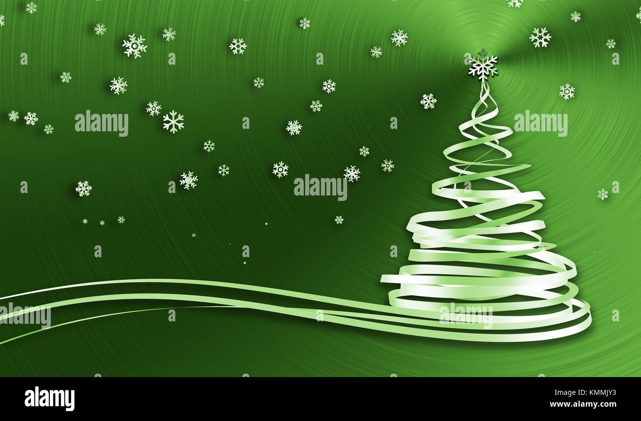 Christmas Tree From White Tapes And Snowflakes Over Green Metal ...