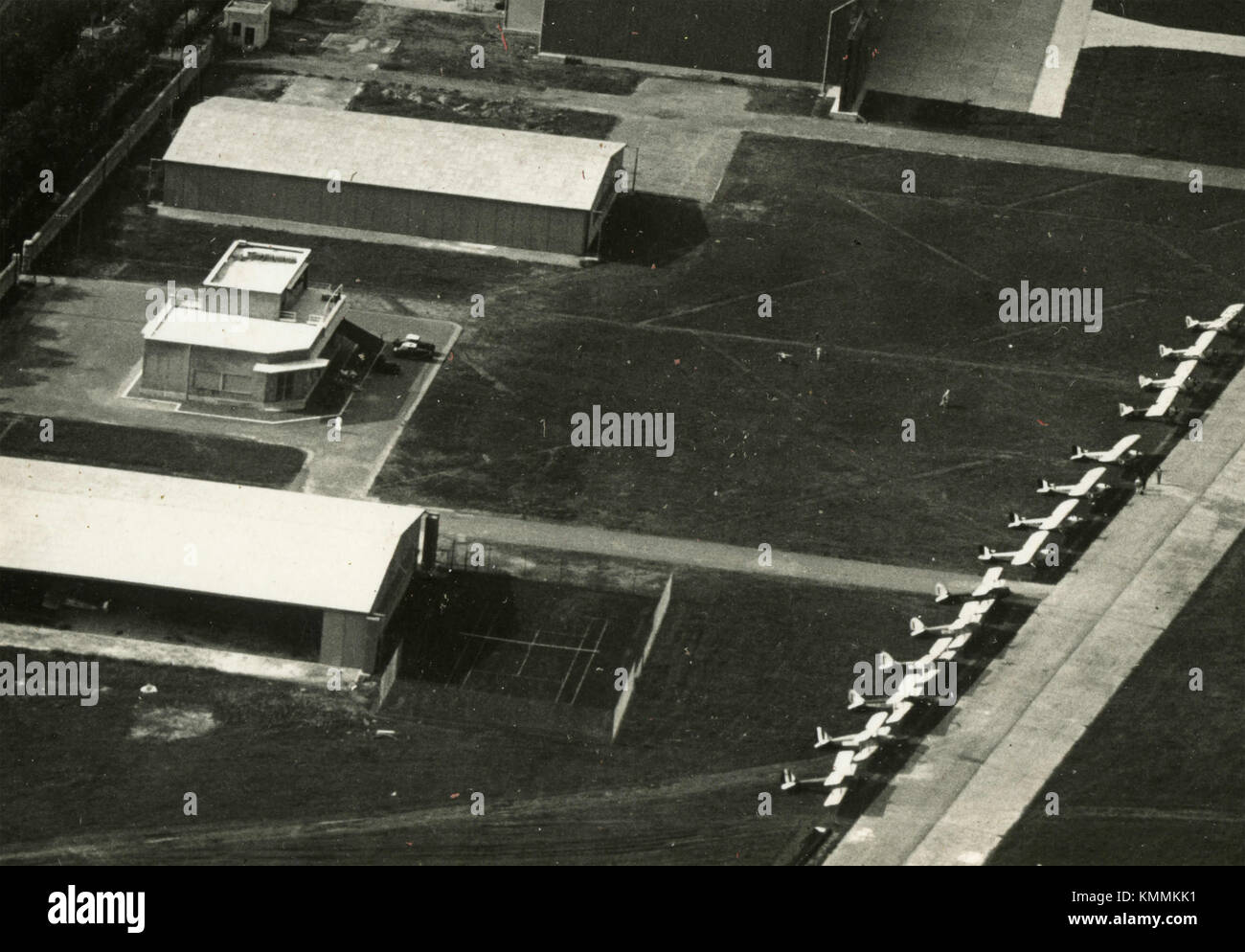 Military airport from above, Italy 1930s Stock Photo