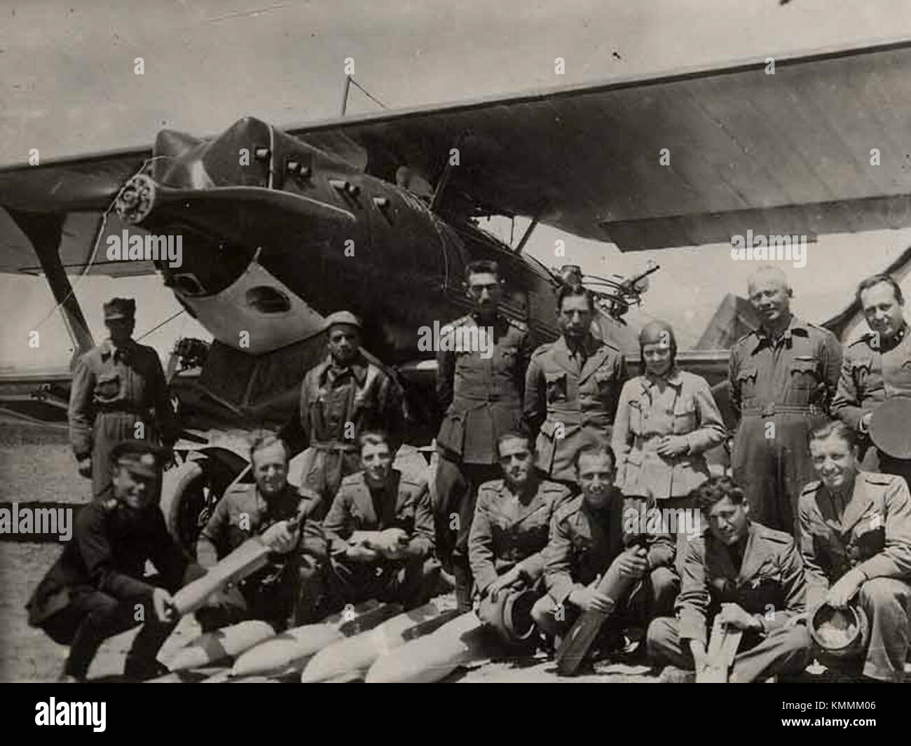 Sabiha Gokcen and her colleagues in front of Breguet 19 Stock Photo