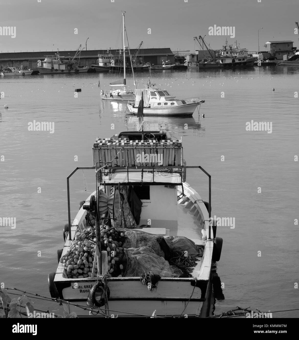 November 2017 - Fishing boats in port in the Turkish Black sea port of Eregli, near Zonguldak Stock Photo