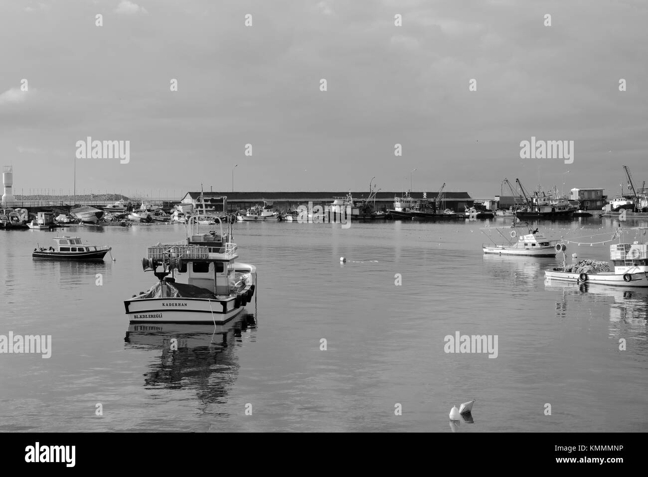 November 2017 - Fishing boats in port in the Turkish Black sea port of Eregli, near Zonguldak Stock Photo
