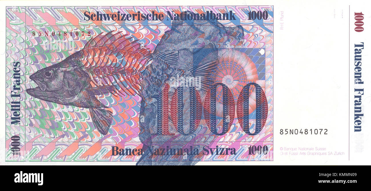 Note Chf Old Note A historical image capturing a CHF1000 banknote, highlighting its ...