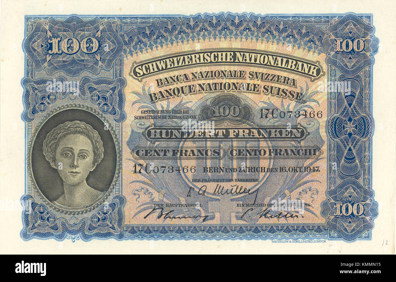 CHF100 2 front horizontal refers to a front view of a CHF100 note ...