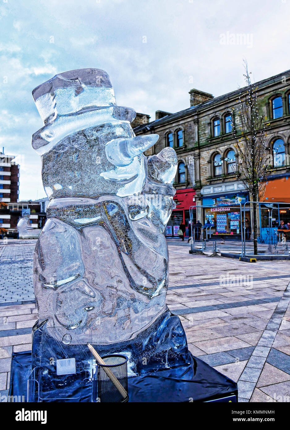 Carved Ice Sculptures in Burnley Town centre in Late November. This is