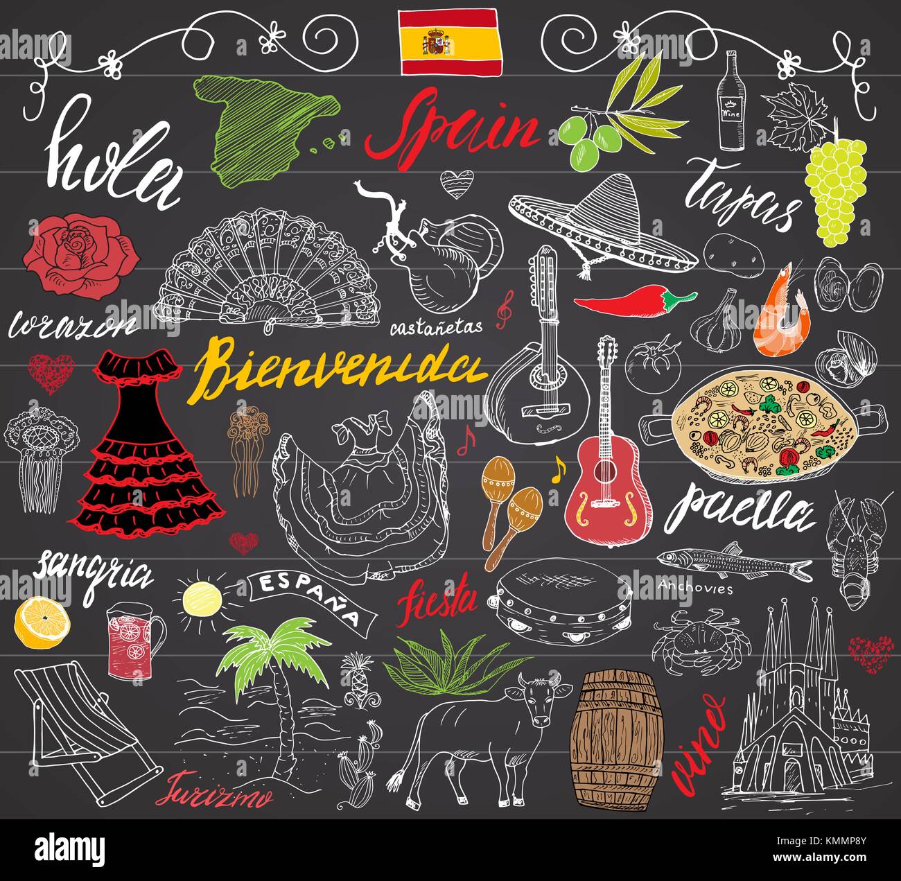 Bienvenida calligraphy spanish translation Vector Image