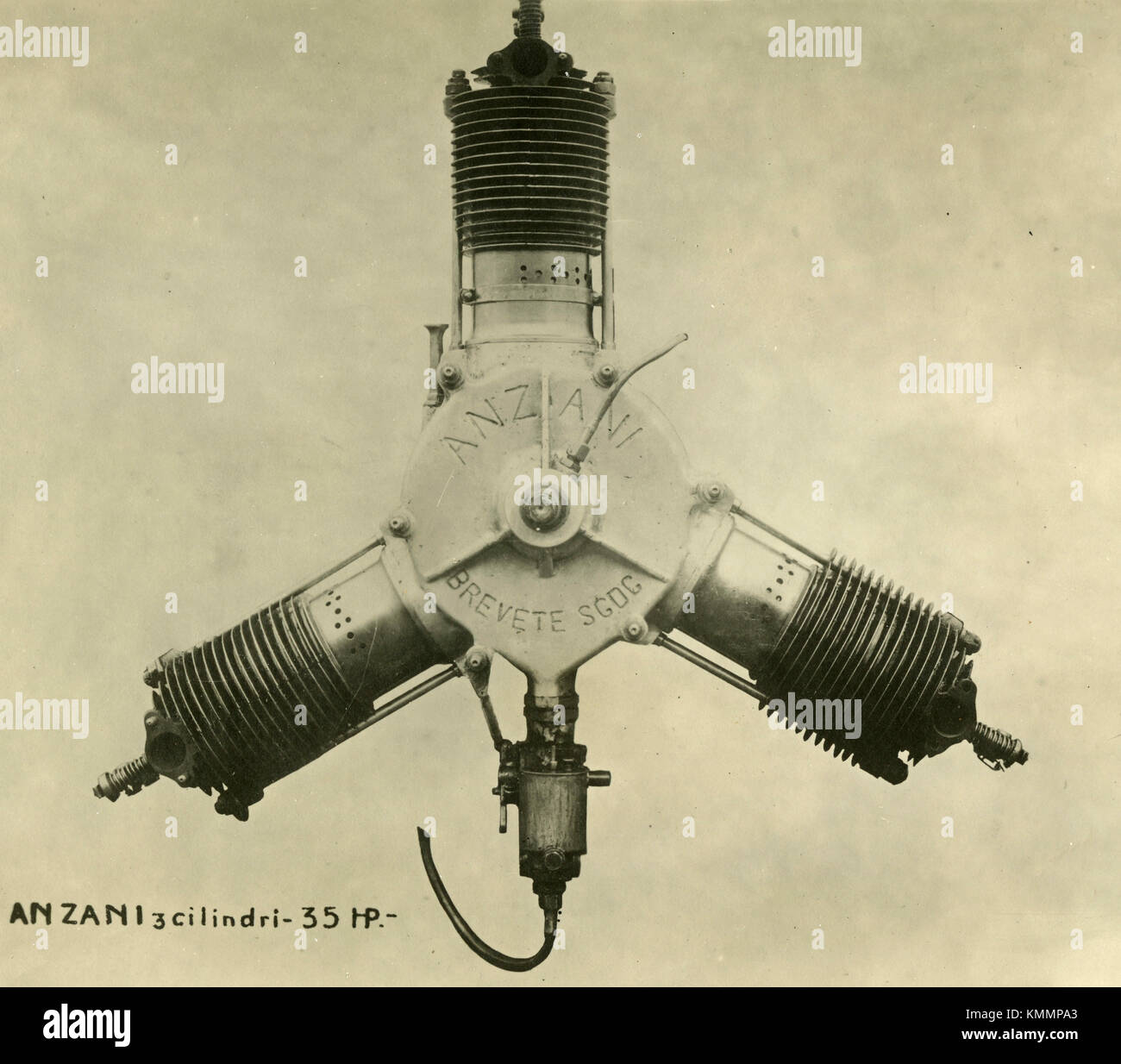 Anzani aircraft radial engine 3 cylinders, Italy 1910s Stock Photo Alamy