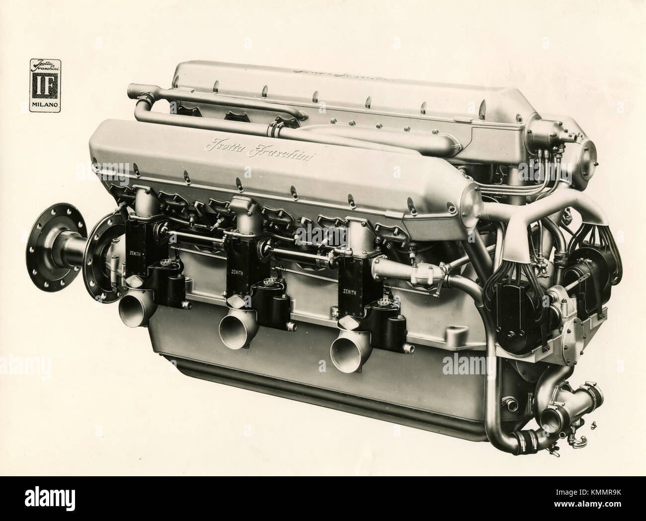 Aviation engine Isotta Fraschini Asso 750, Italy 1920s Stock Photo