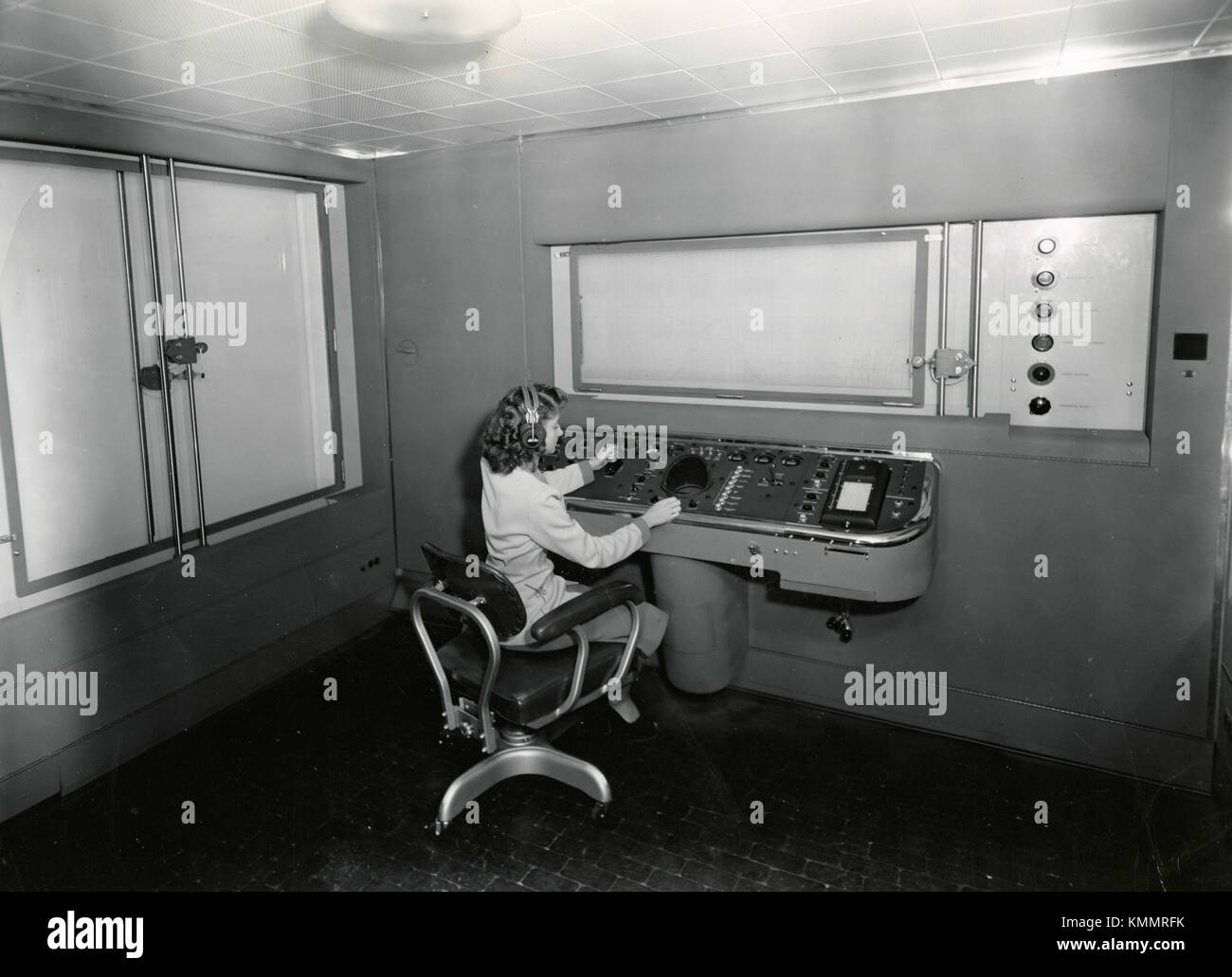 Bobbie Ziner Sits At The Control Desk Of The Flight Simulator