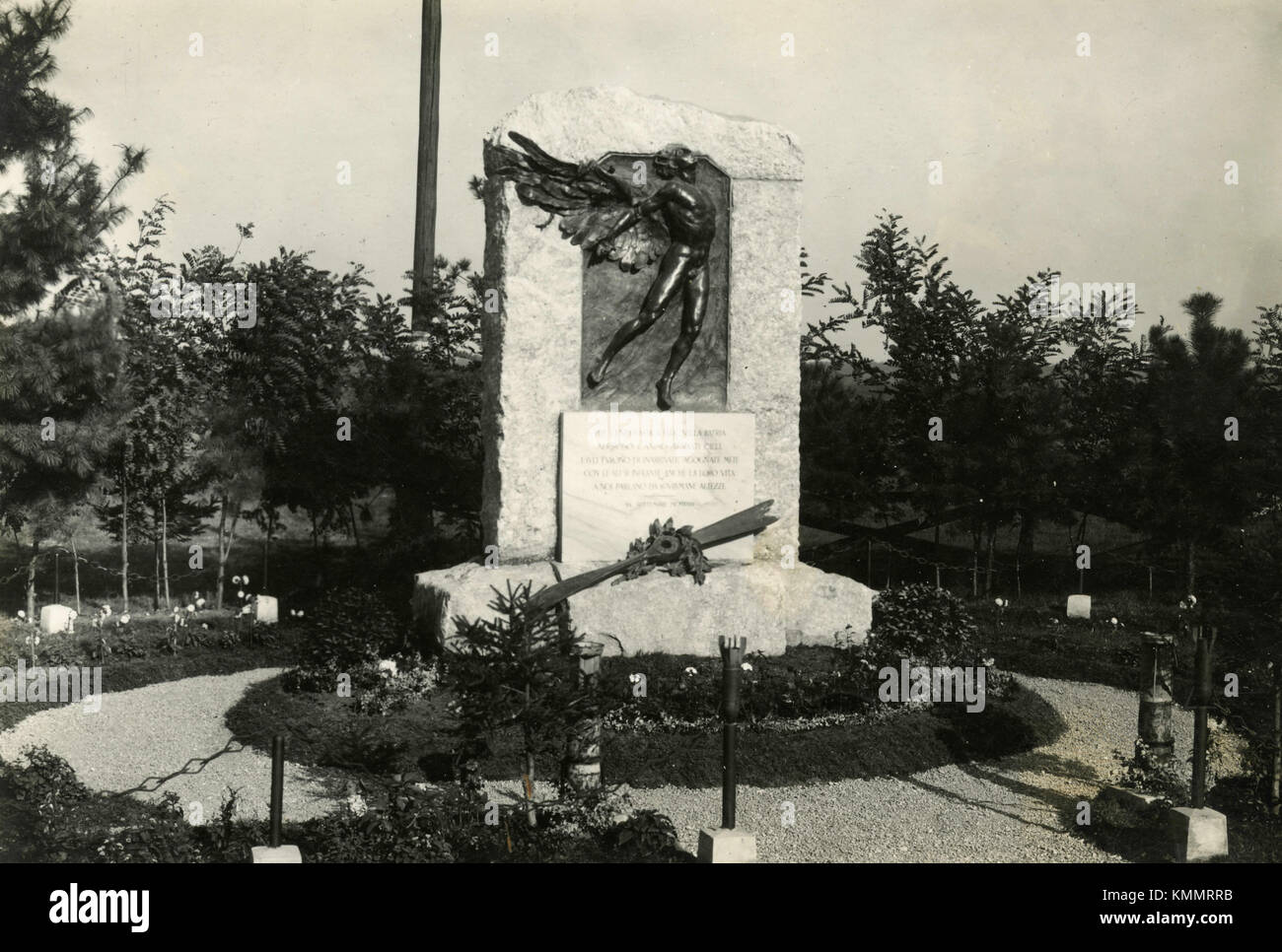 Aeronautical commemorating statue, Italy 1940s Stock Photo