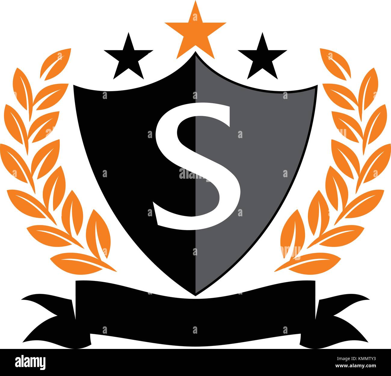 Emblem Star Ribbon Shield Initial S Stock Vector Image & Art - Alamy