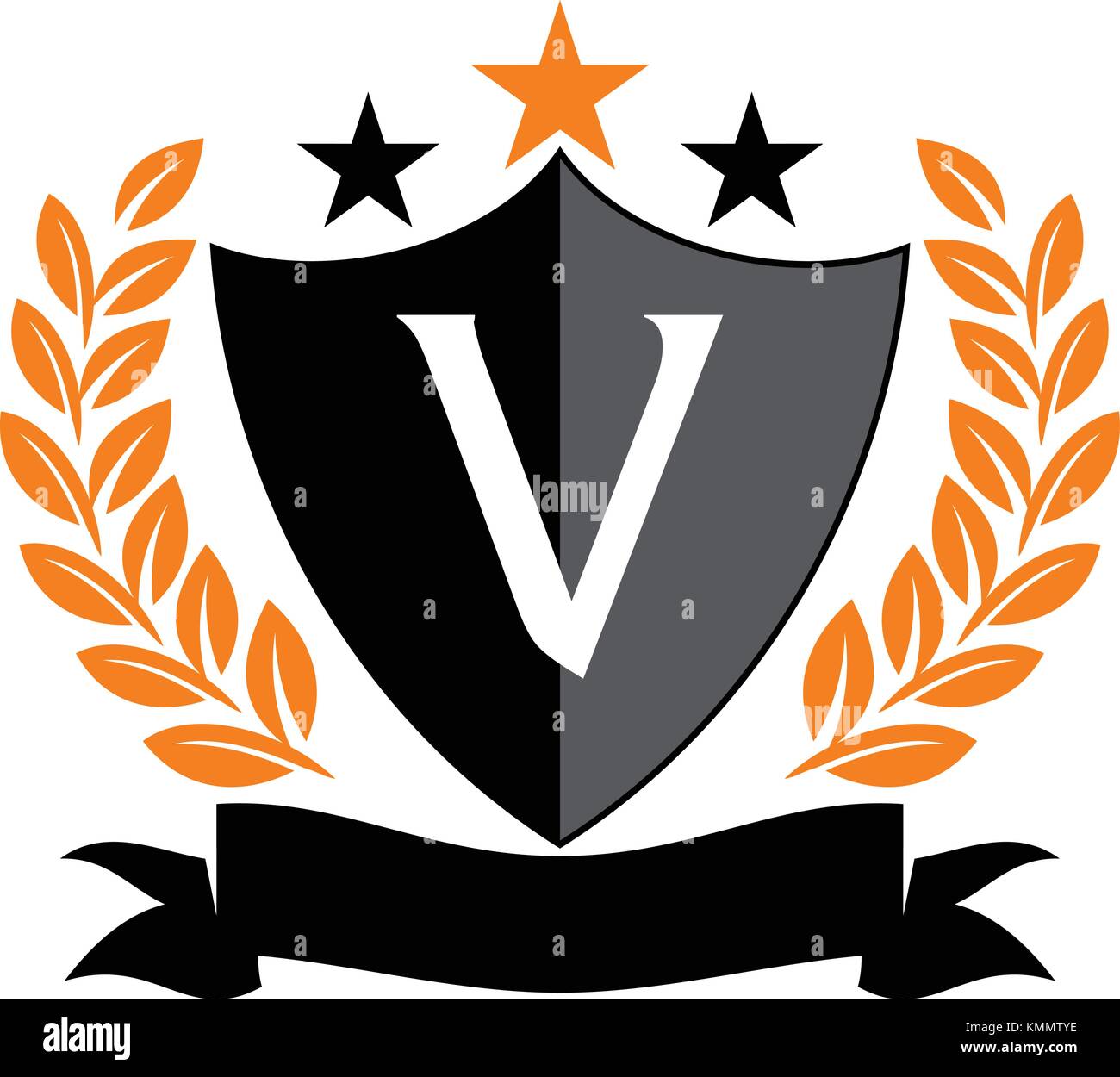 Emblem Star Ribbon Shield Initial V Stock Vector Image & Art - Alamy