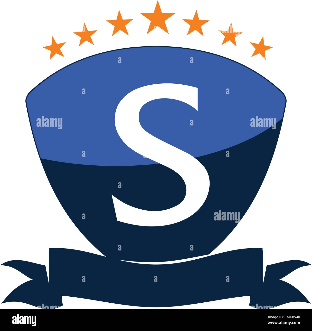 Emblem Star Ribbon Shield Initial S Stock Vector Image & Art - Alamy