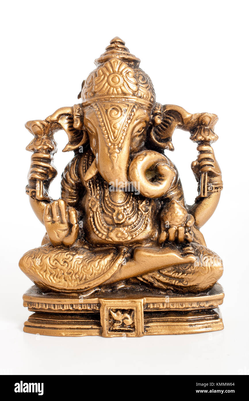 Ganesha statue. Indian religion statue on isolated white studio ...