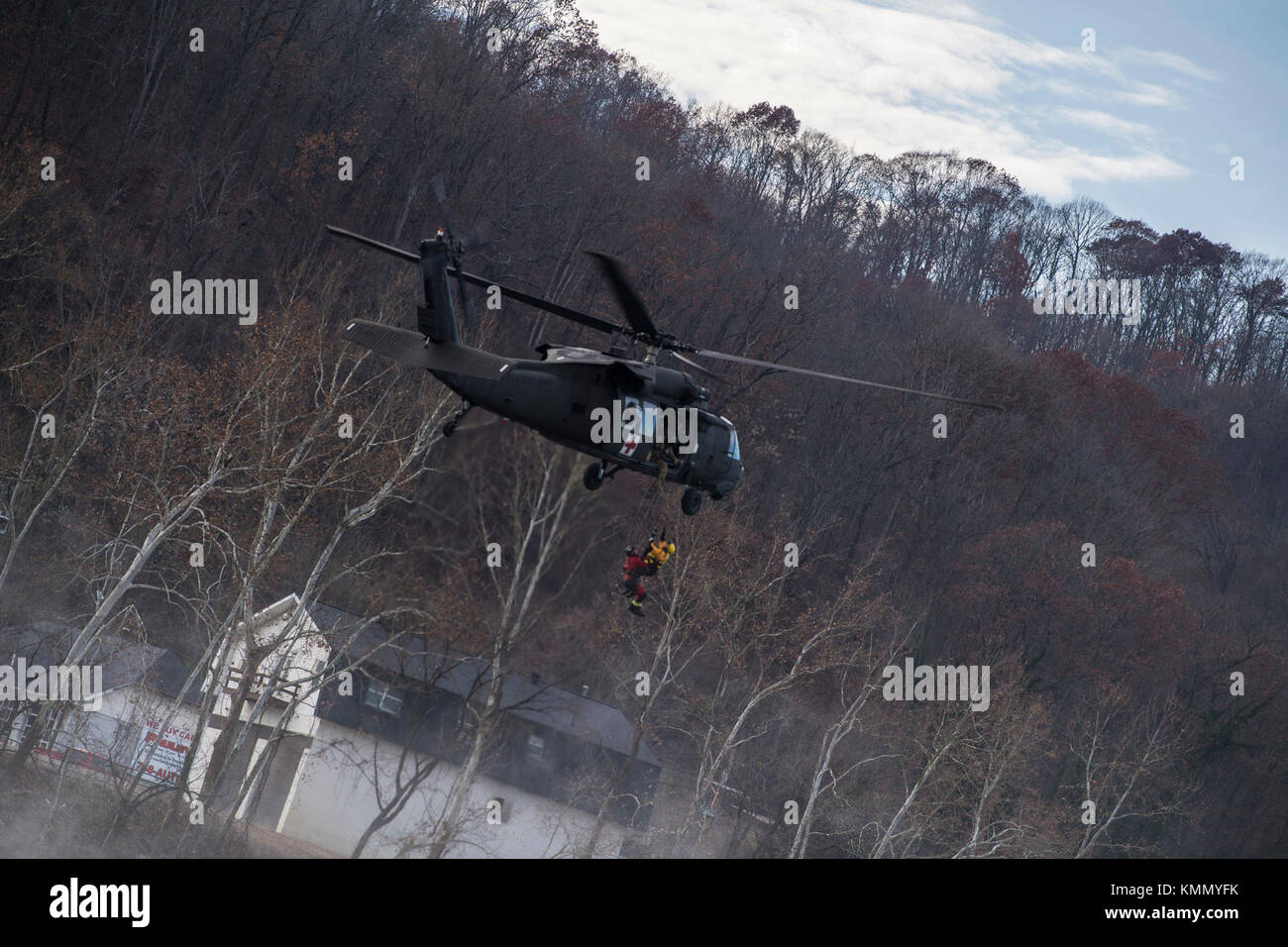 A U.S. Army UH60 Blackhawk from the West Virginia National Guard’s