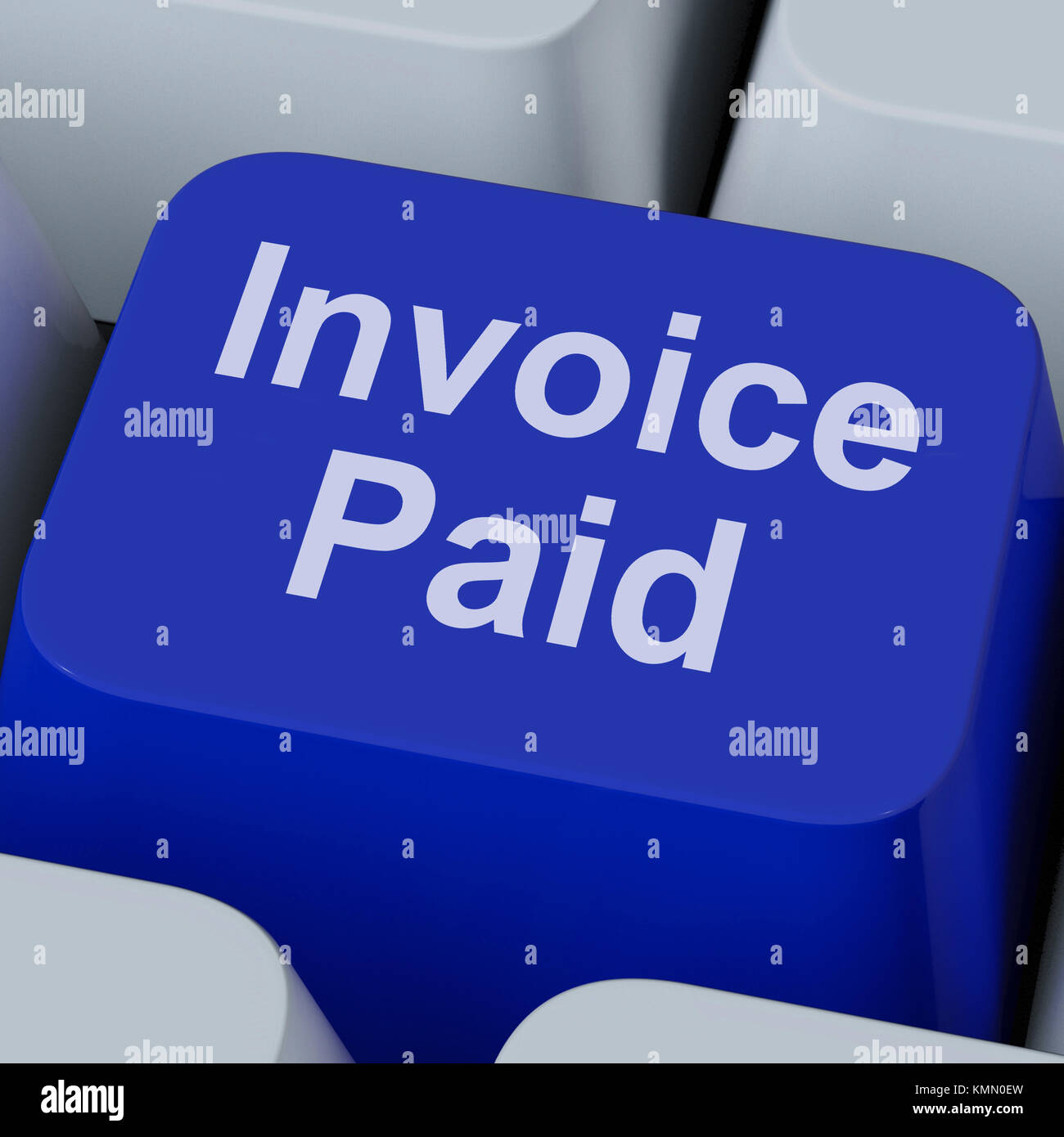 Invoice Paid Key Showing Bill Payment Made Stock Photo