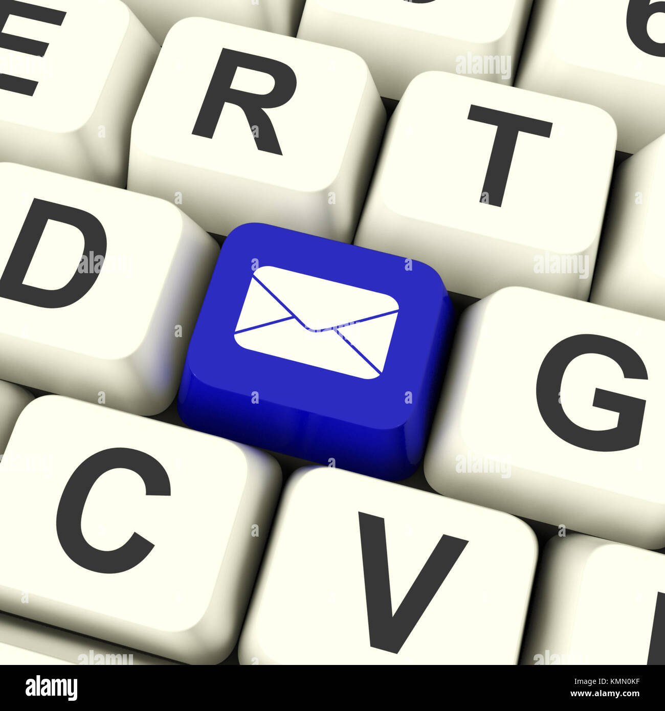 Envelope Computer Key In Blue For Emailing Or Contacting Someone Stock Photo