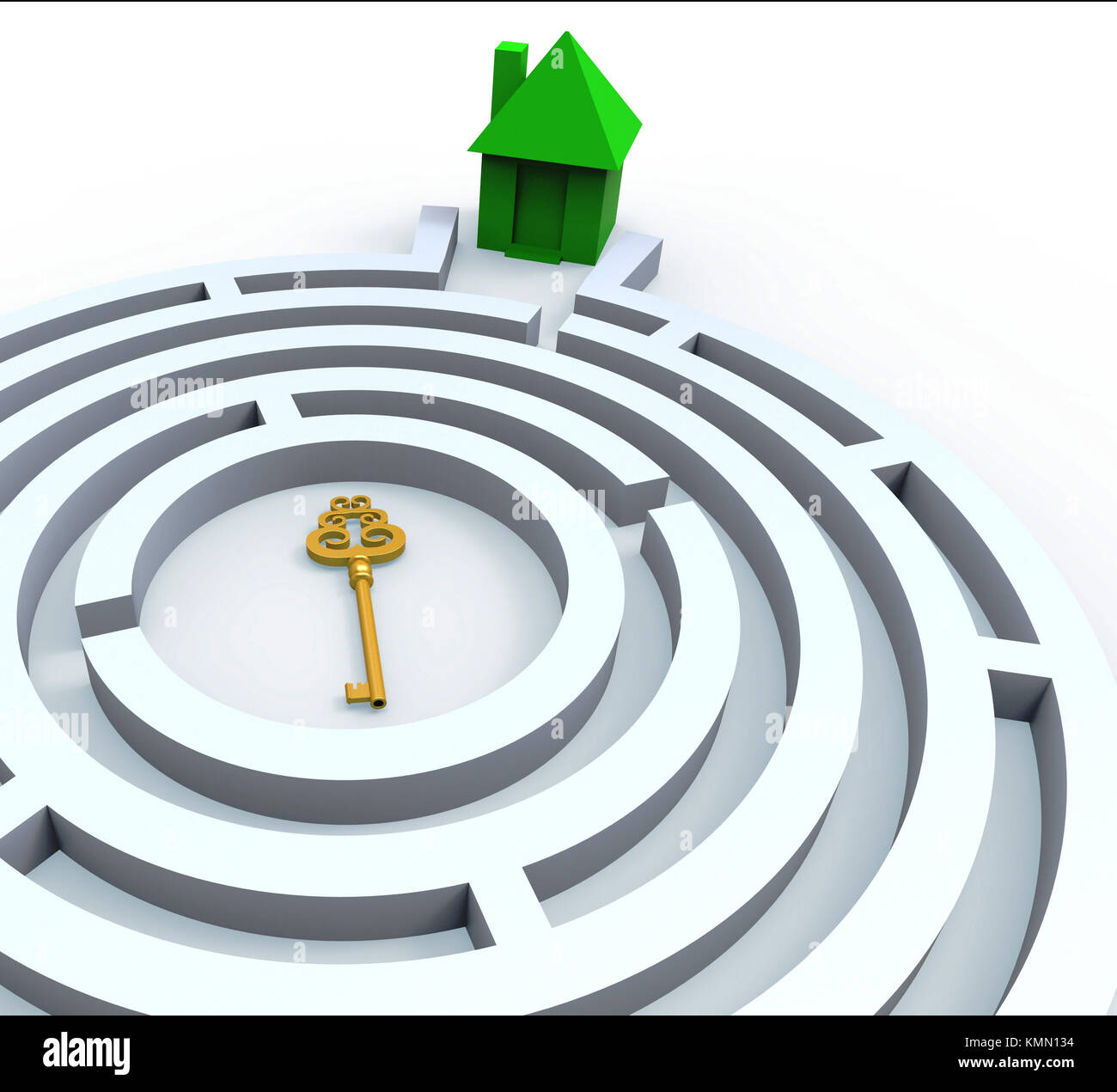 Key To Home In Maze Shows Property Or House Search Stock Photo Alamy