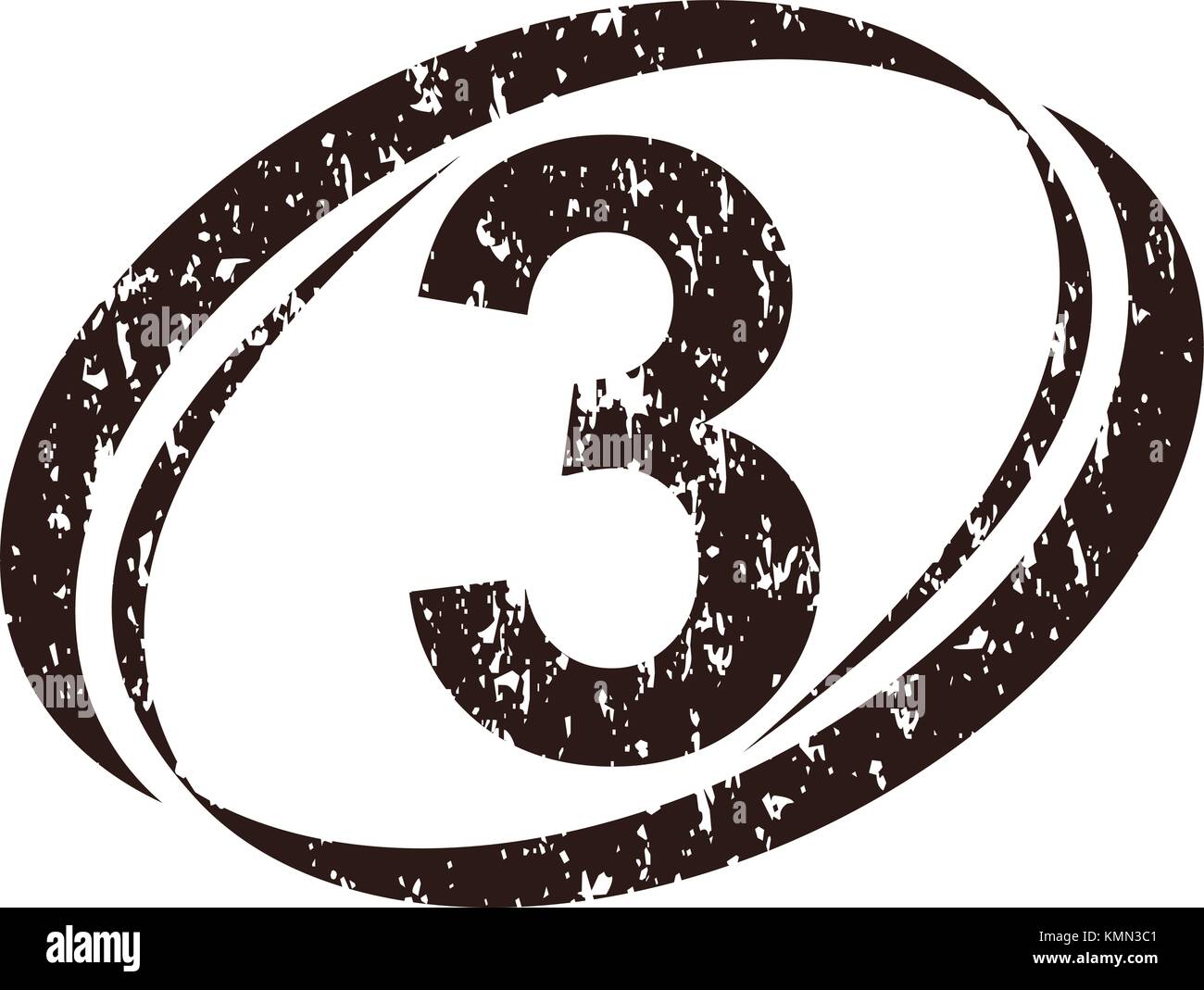 Number 3rough, template, scattered, surface, ragged, vector, letter ...