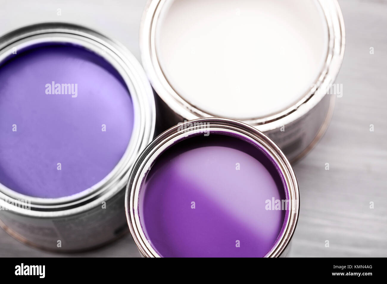 Several opened cans with paint inside Stock Photo Alamy