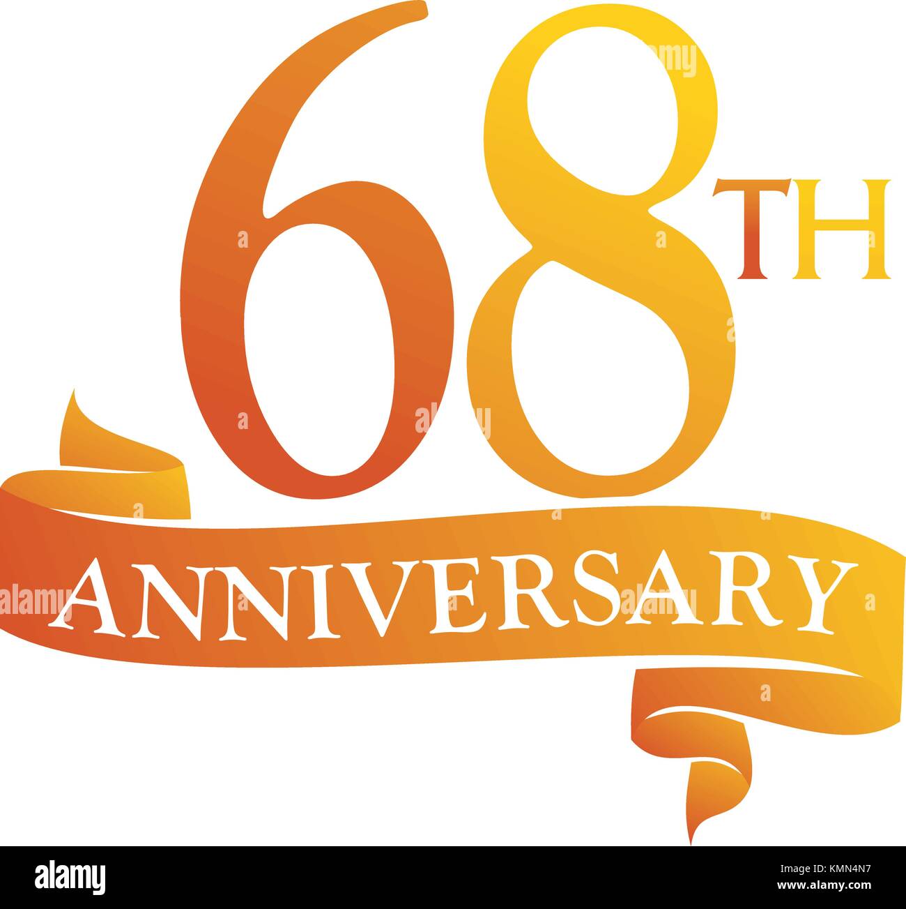 68 Year Ribbon Anniversary Stock Vector