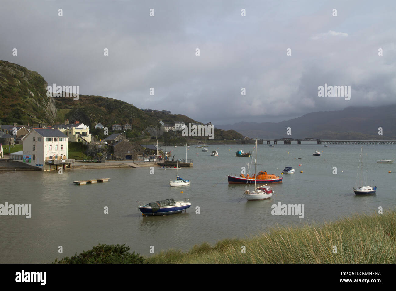 The coastal town of Barmouth in the Eifionydd area of Gwynedd in Wales. Stock Photo