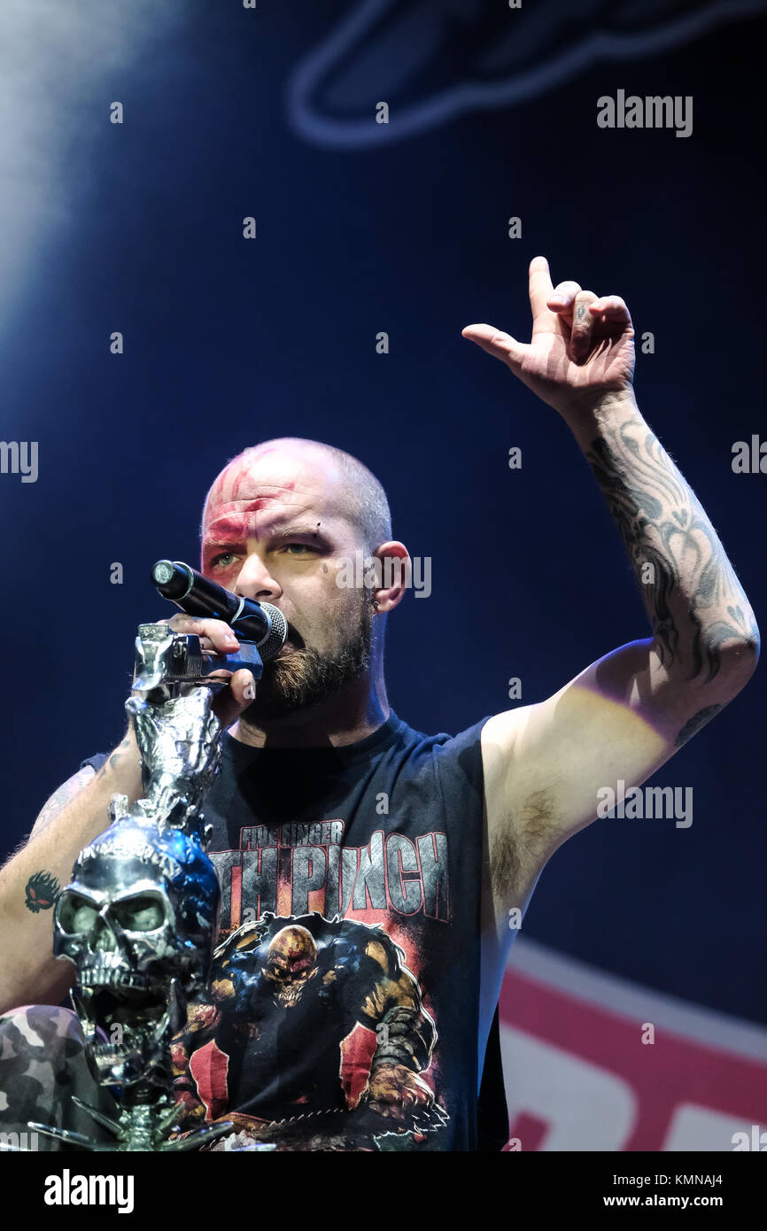 Five Finger Death Punch, the American heavy band, performs a live concert  at the Swiss music, image size:866x1390
