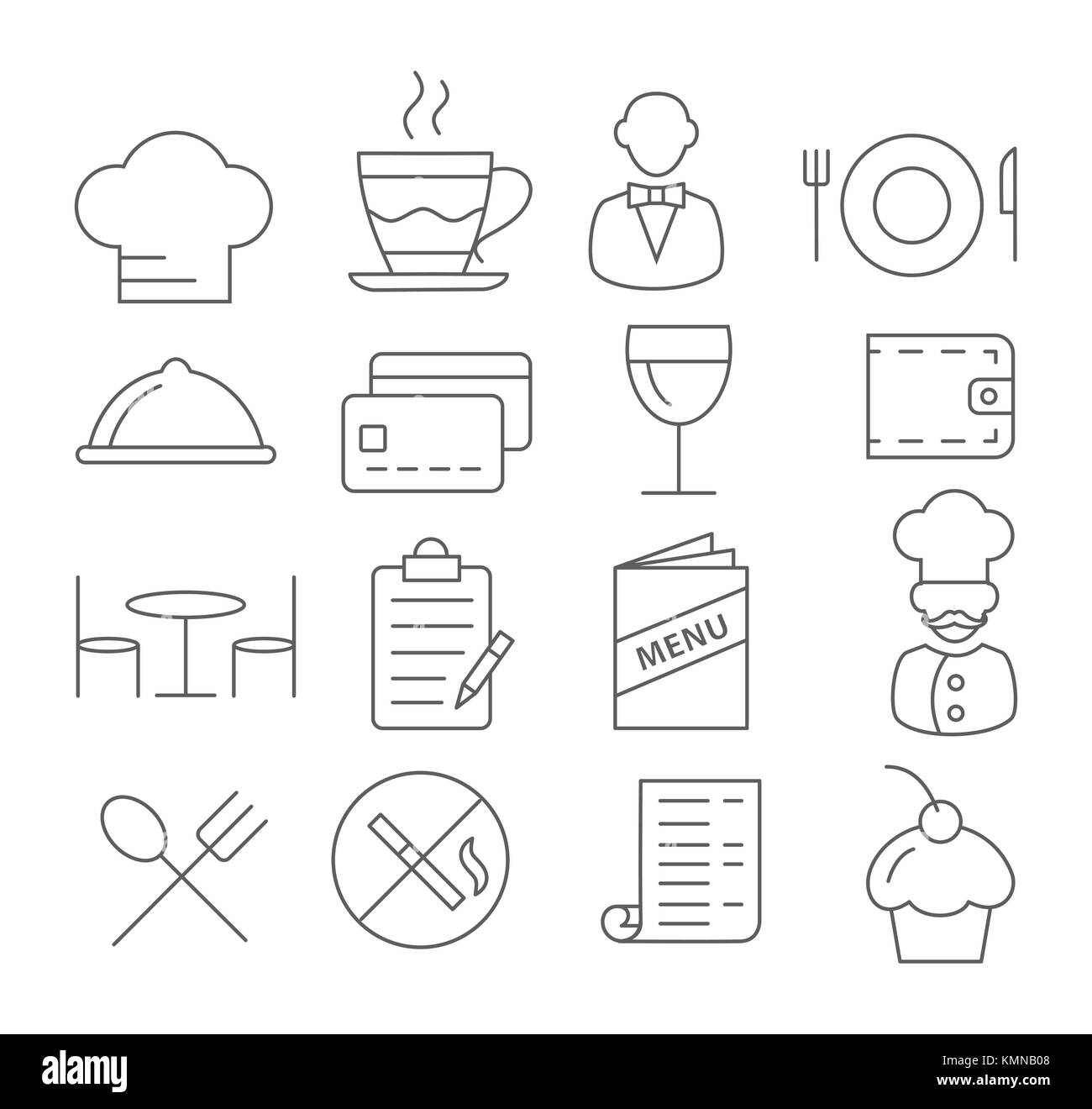 Restaurant Line Icons Stock Vector