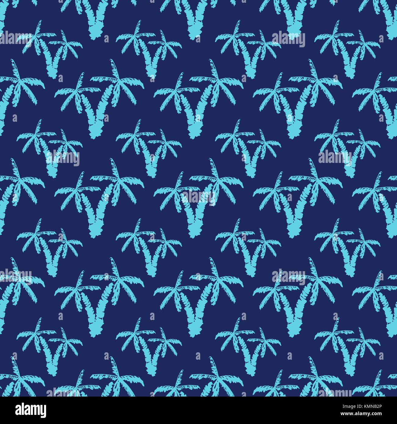 Seamless pattern background with hand drawn palm trees, summer semless ...