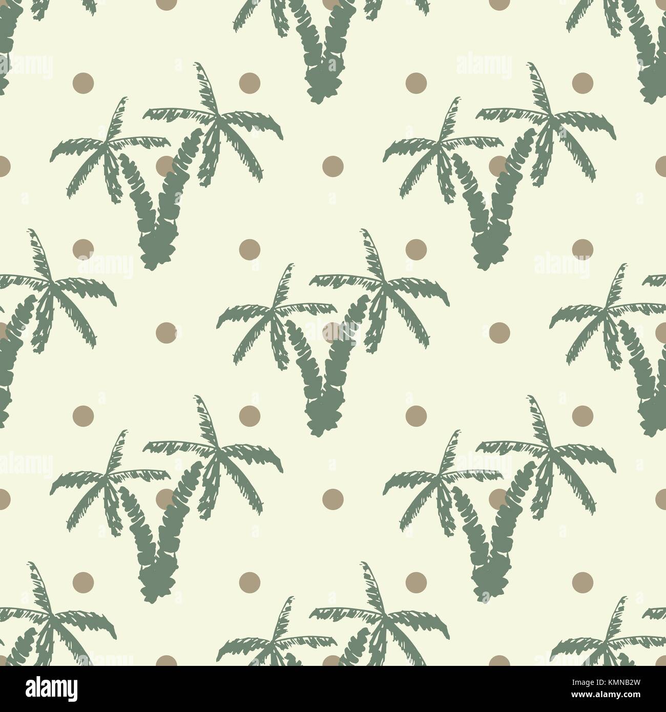 Seamless pattern background with hand drawn palm trees, summer semless ...