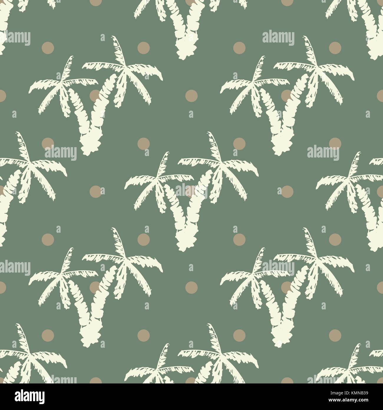 Seamless pattern background with hand drawn palm trees, summer semless ...