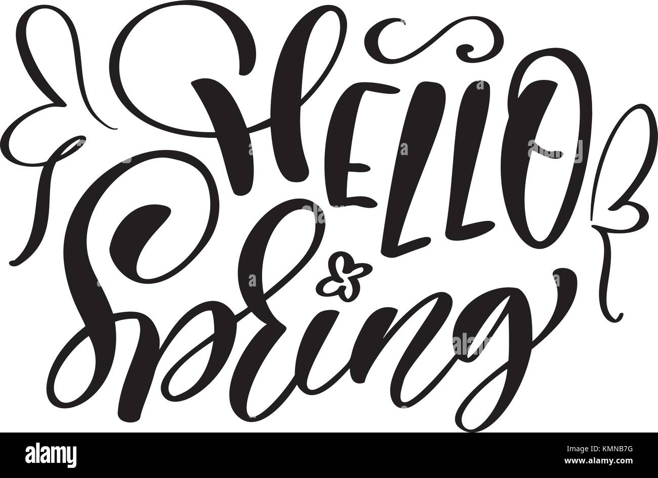 Vector text hand drawn Hello spring motivational and inspirational ...