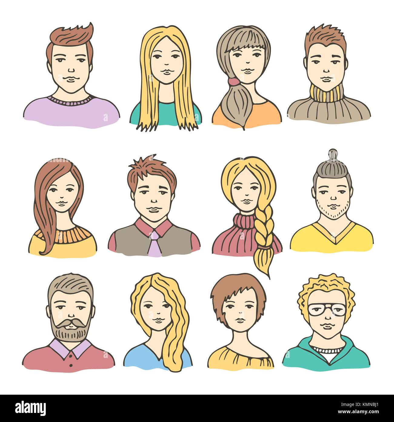 Vector set of colored male and female icons Stock Vector Image & Art ...