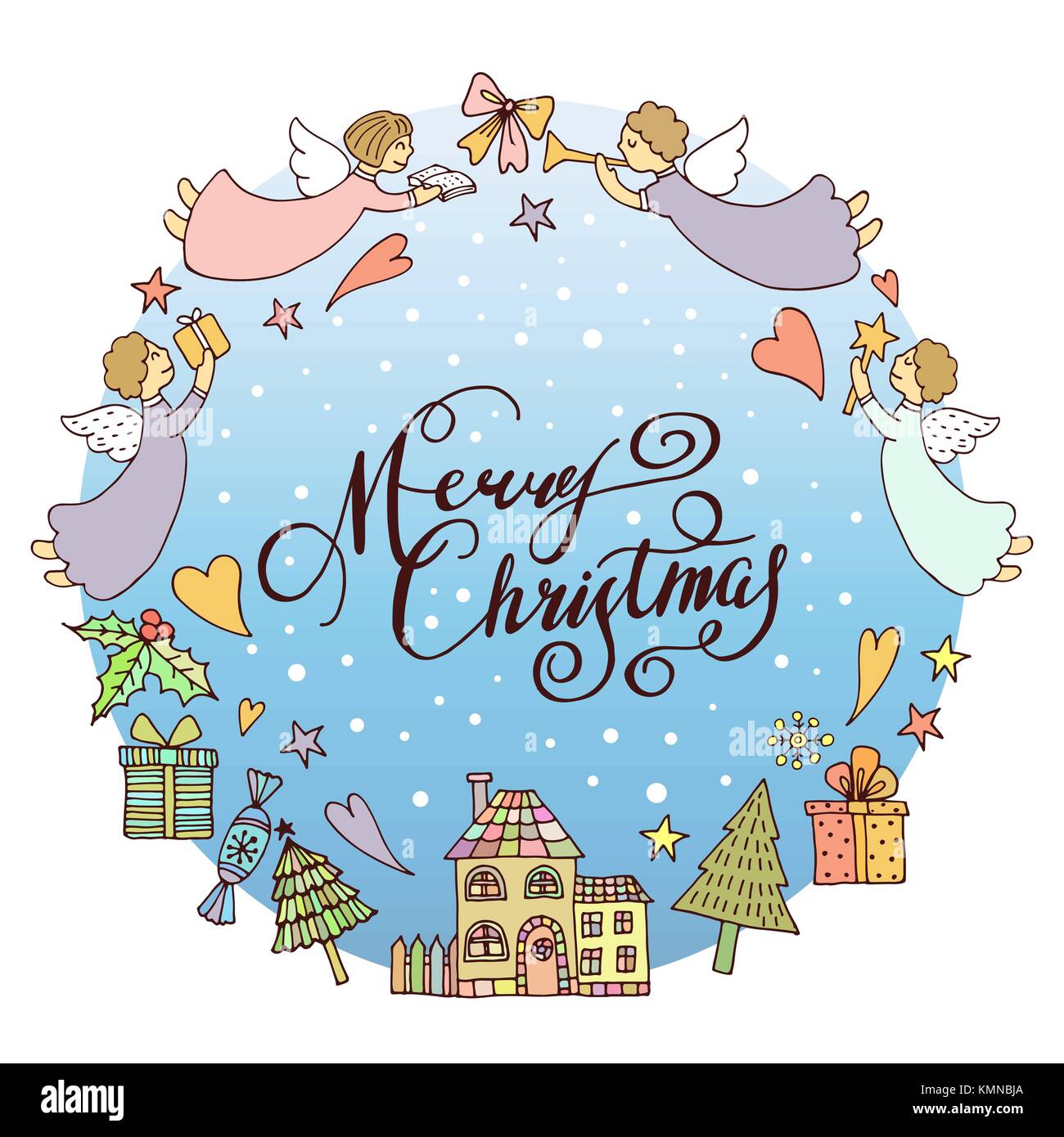 vector illustration of a Christmas greeting card Stock Vector Image ...