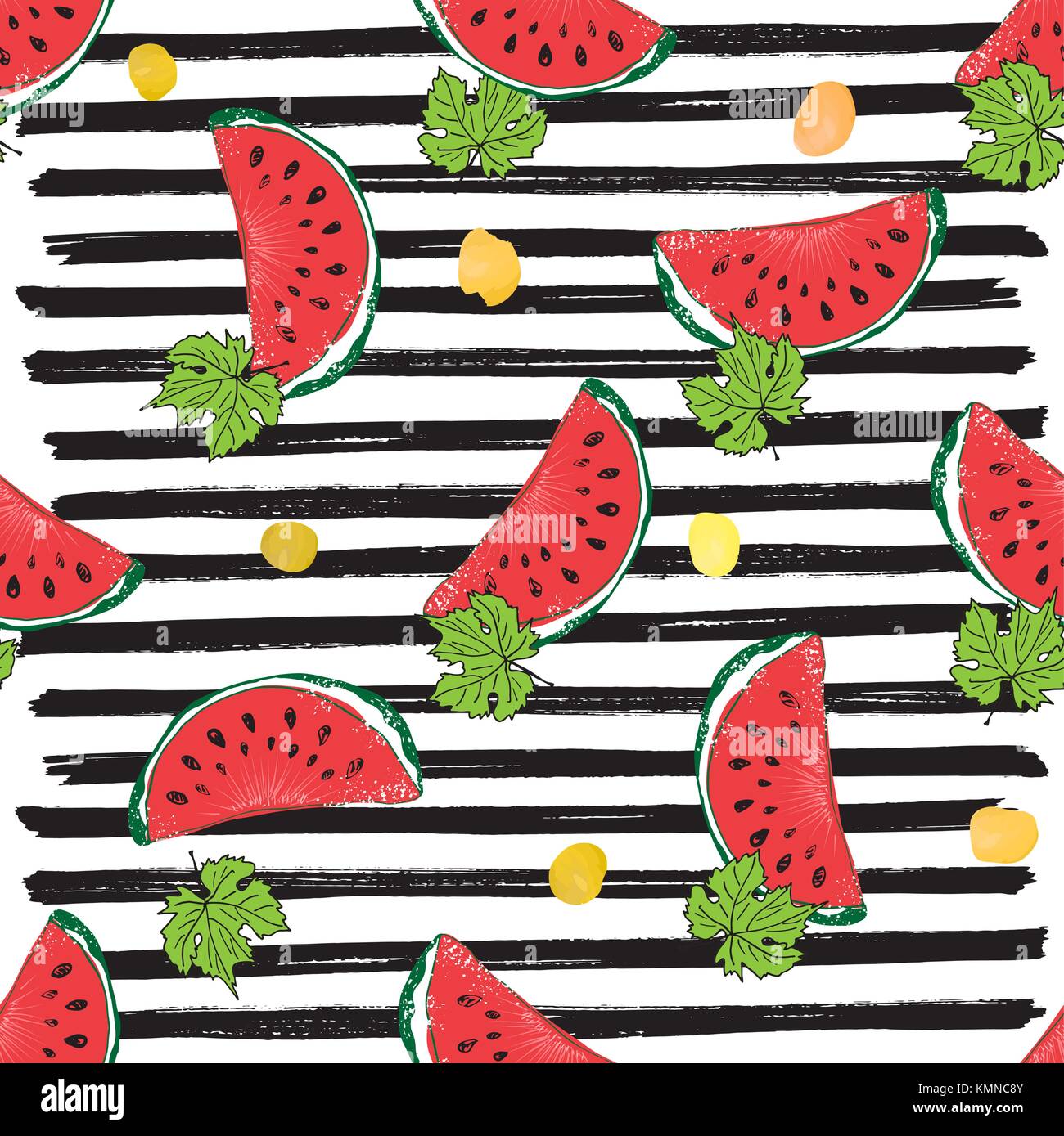 Water Melon Seamless Pattern Striped Vector Illustration Stock Vector ...