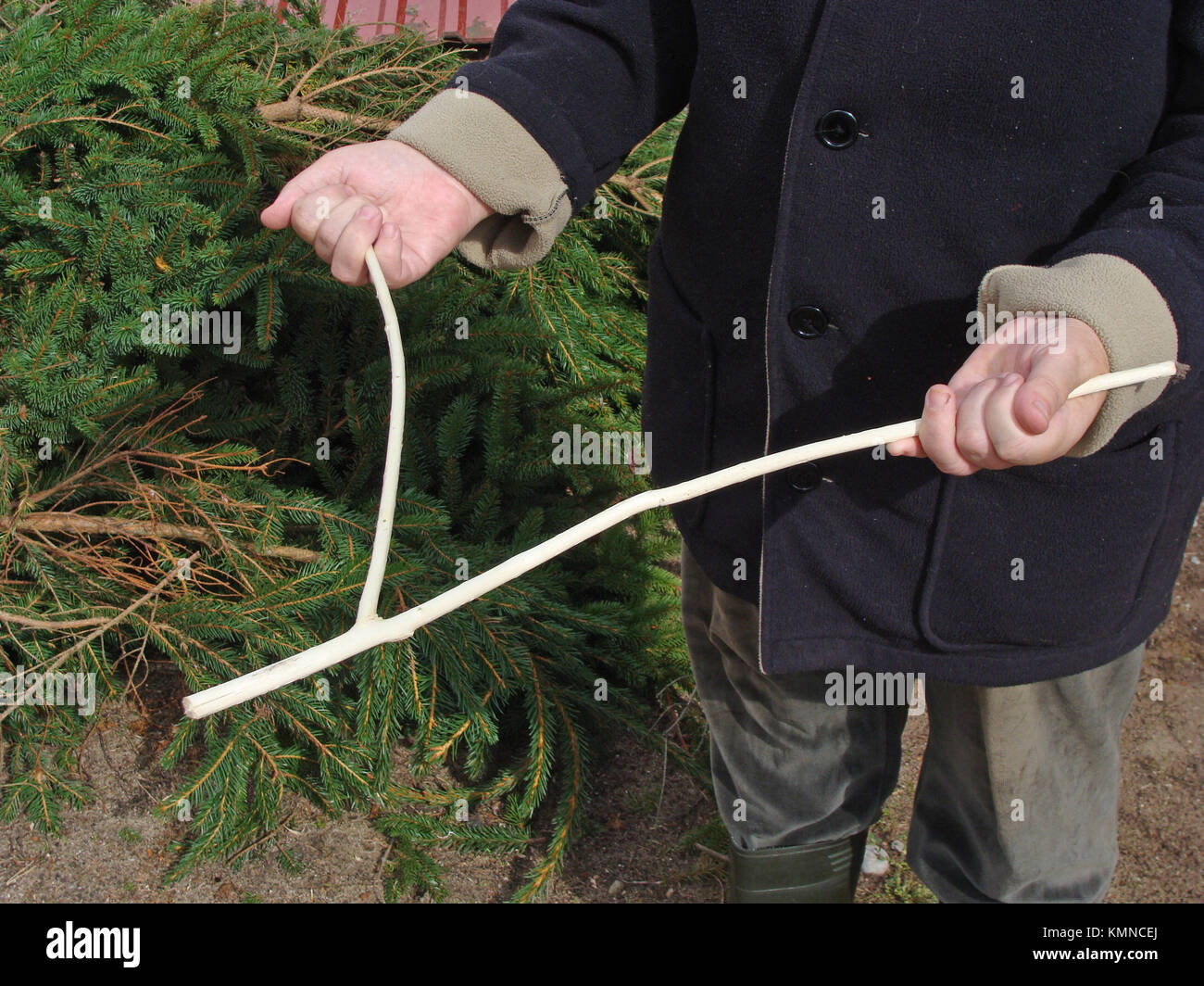 Underground water stream dowsing with divining rod Stock Photo ...