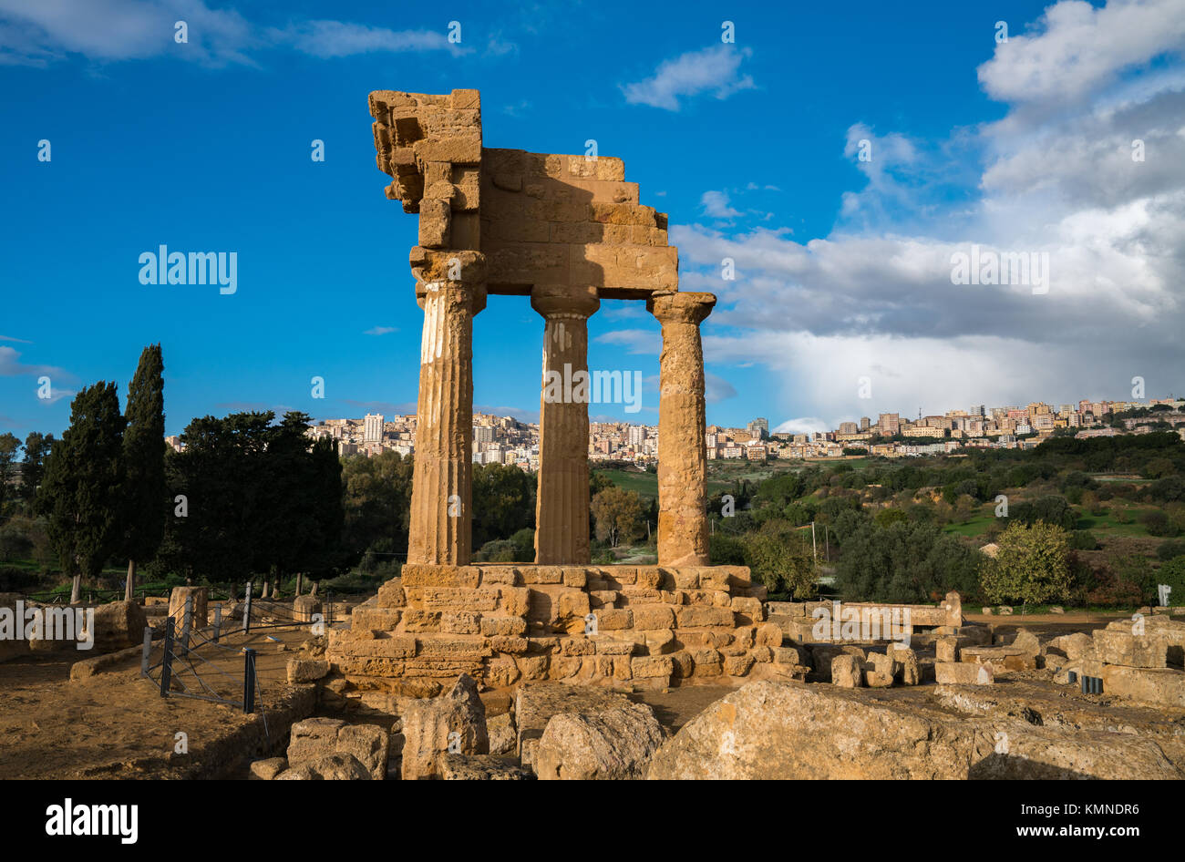 Tempio dei Dioscuri, Valle di Templi, Valley of Temples, Agrigento, Sicily,Italy, 12.04.2017 Stock Photo