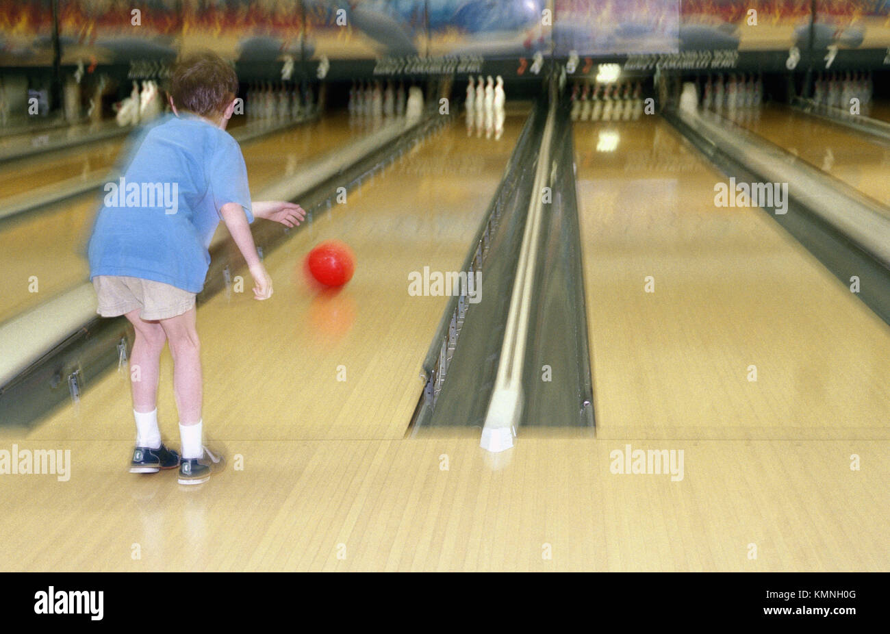6 year old boy bowling Stock Photo Alamy