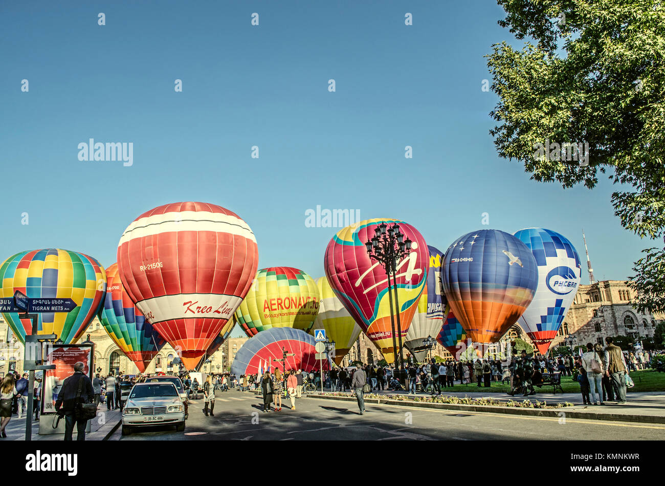 Yerevan, Armenia, 13 October, 2017: The launch of air balloons over the capital of Armenia, in honor of the celebration of the founding of the city of Stock Photo