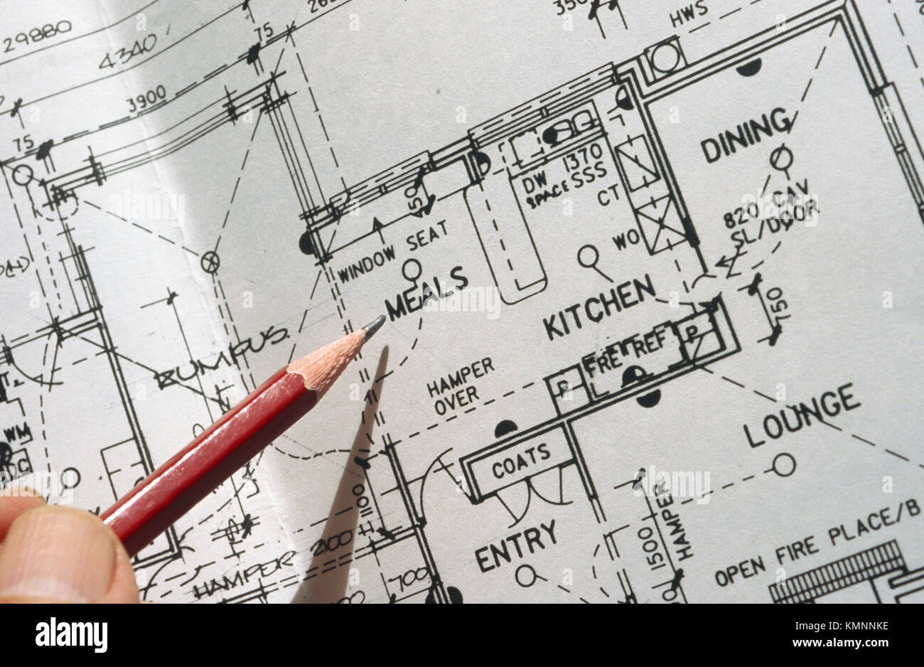 Plans for house construction Stock Photo Alamy