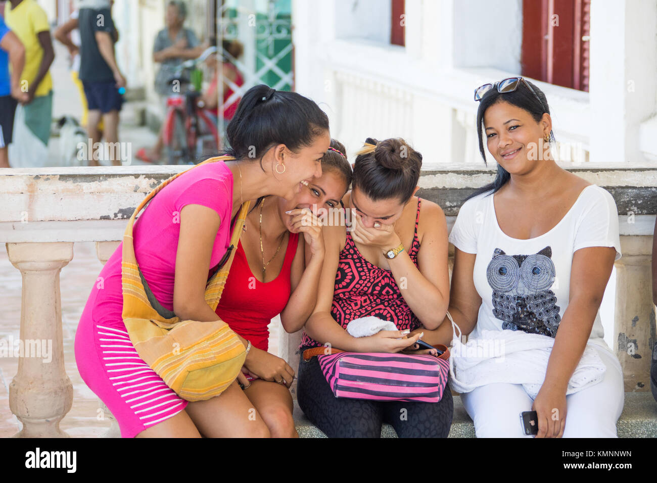 Young local women in Cienfuegos, Cuba Stock Photo